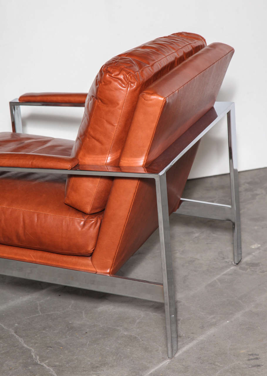 Milo Baughman Leather and Chrome Chair 1