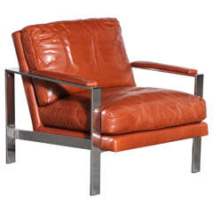 Milo Baughman Leather and Chrome Chair