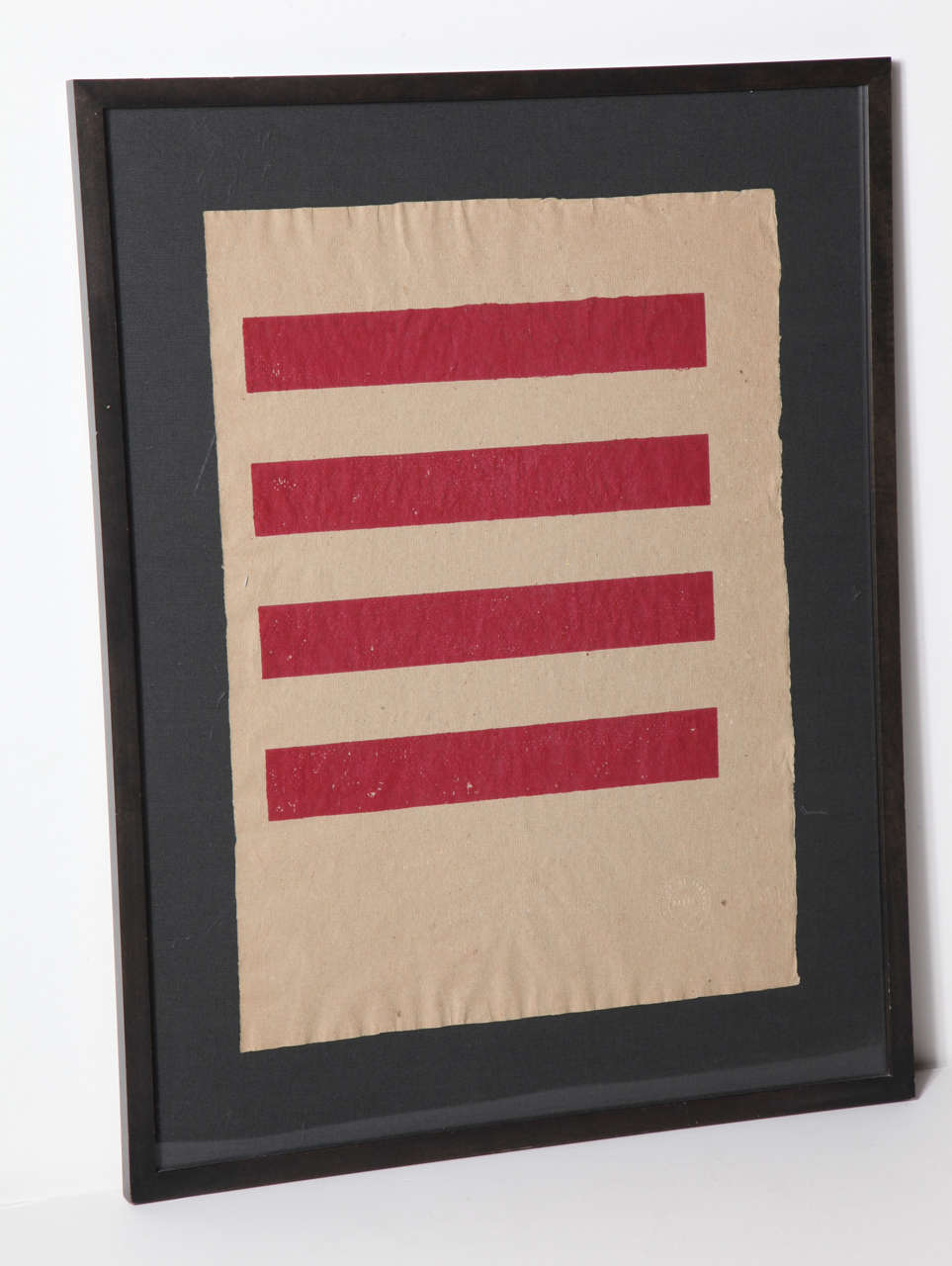 Miller et Bertaux, Red Stripe Print in Black Custom Frame