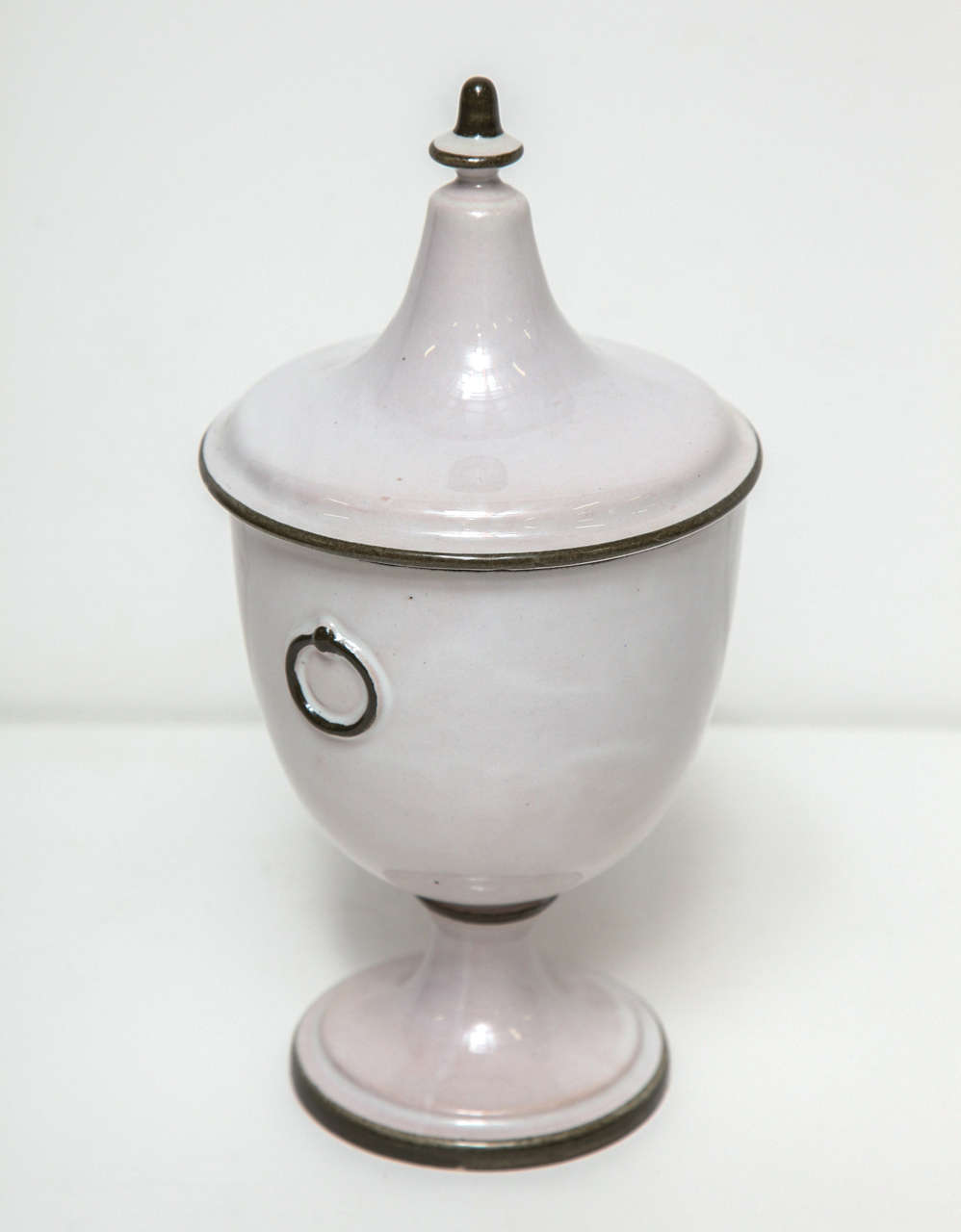 Mid-20th Century Italian Hand-Painted Pottery Apothecary Jar with Lid, circa 1950