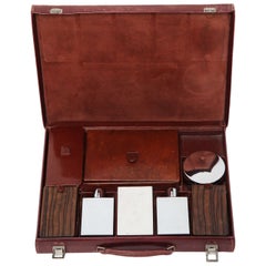 Vintage Hermès Leather Deco Travel Case with Fittings, Stamped on all Pieces