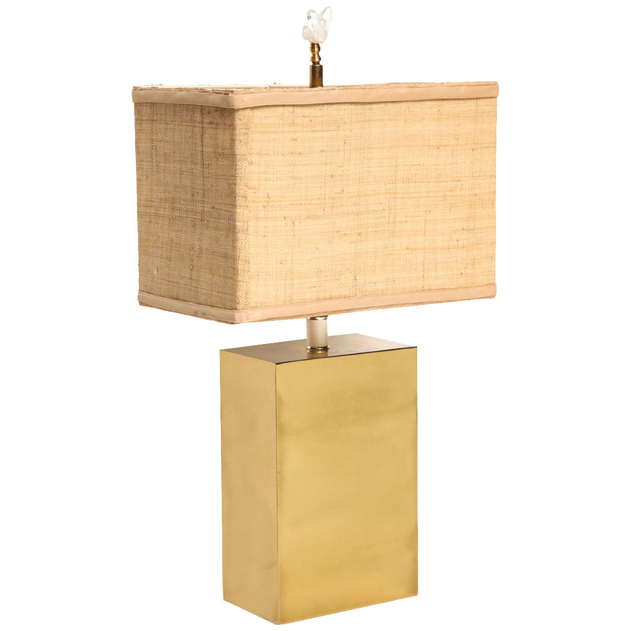 Mid Century Brass Table Lamp With Geode Crystal Finial For At Mid Century Brass Table Lamp With Geode Crystal Finial For