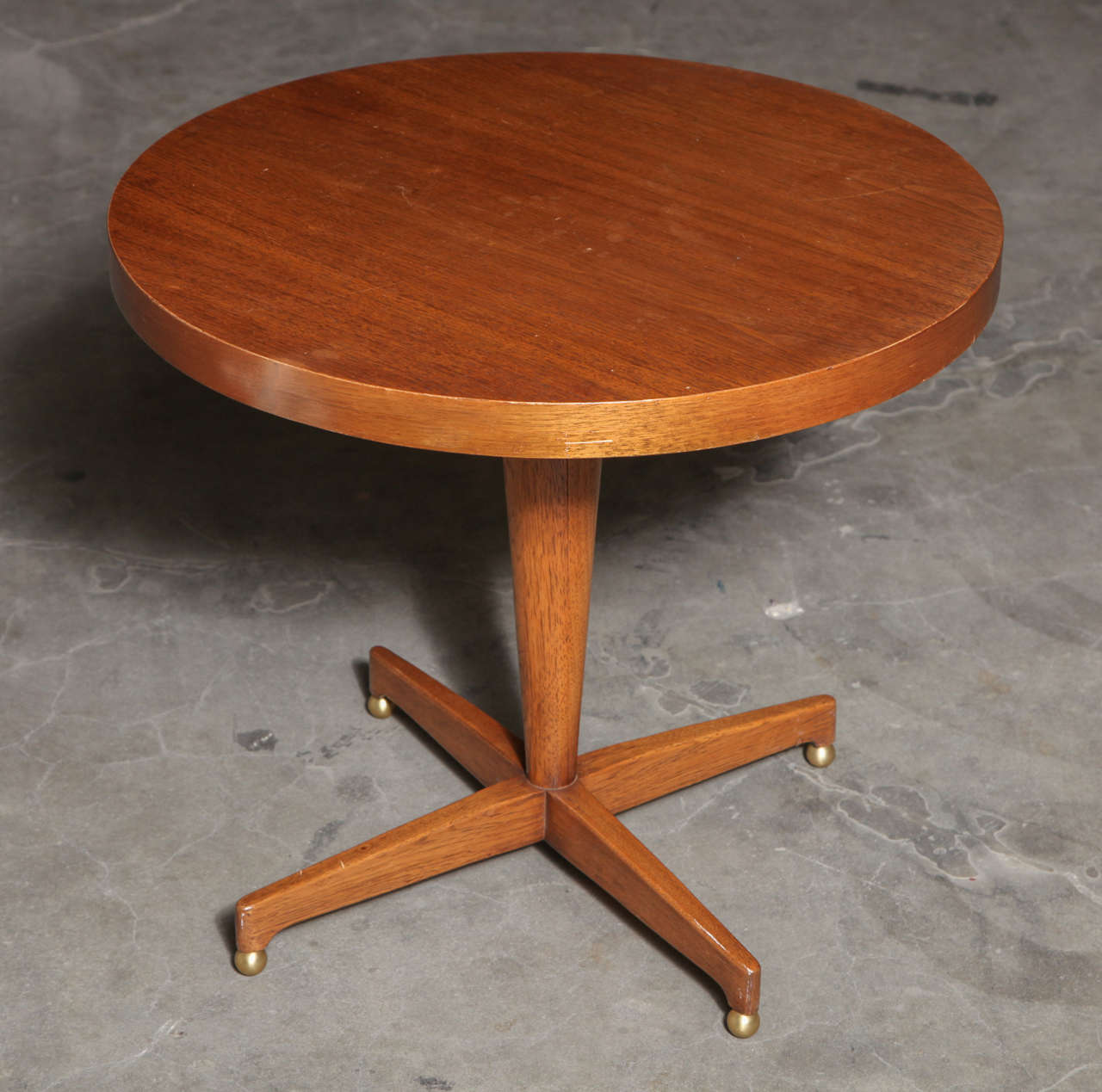American Mid-Century Round Wood Side Table