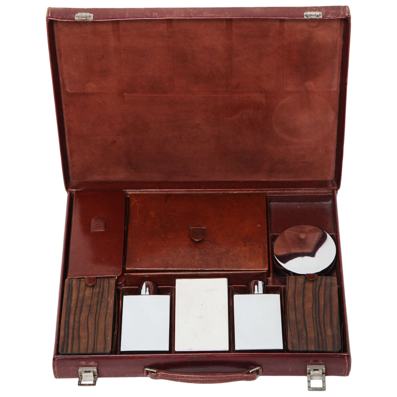 Hermès Leather Deco Travel Case with Fittings, Stamped on all Pieces
