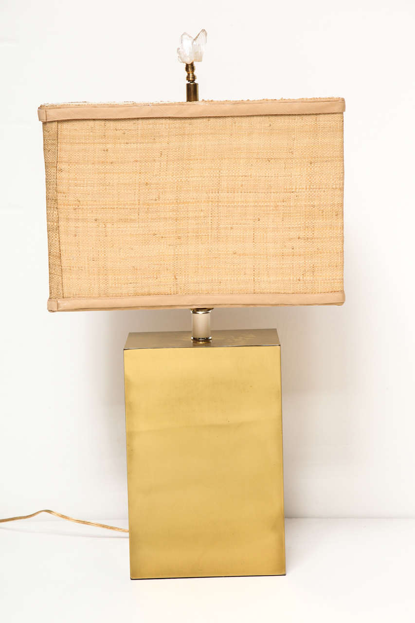 MidCentury Brass Table Lamp with Geode Crystal Finial For Sale at 1stDibs