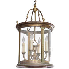 French Cylindrical Glass Paneled and Brass Lantern & Ionic Columns
