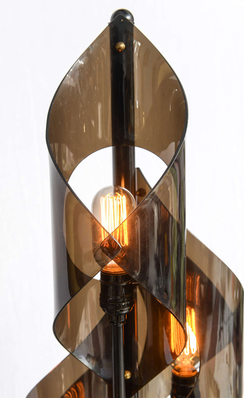 Pair of Tall Acrylic, Black Lucite Table Lamps 2