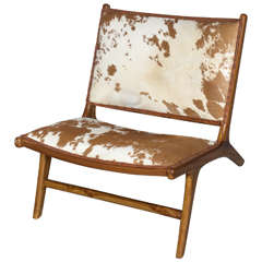 "The Hampton" Chair in Handmade Teak and Cowhide