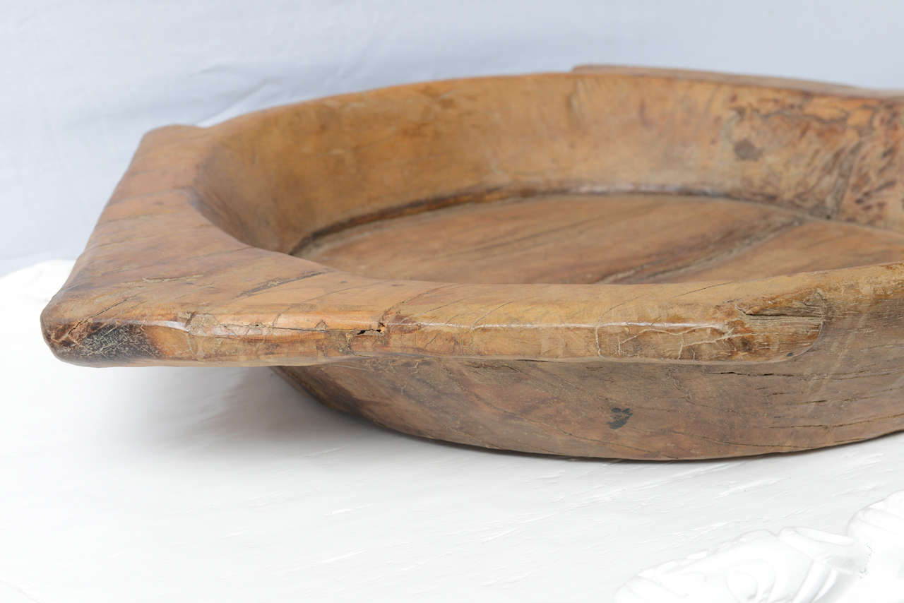 Large Artist Carved Wood Bowl For Sale 1