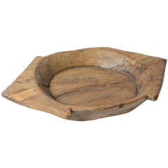 Large Artist Carved Wood Bowl