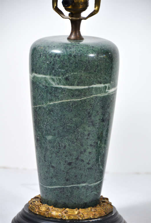 Pair Green Marble Lamps