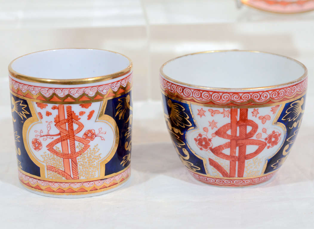 Regency  Imari Tea Cups and Coffee Cans : Spode Porcelain Dollar Pattern