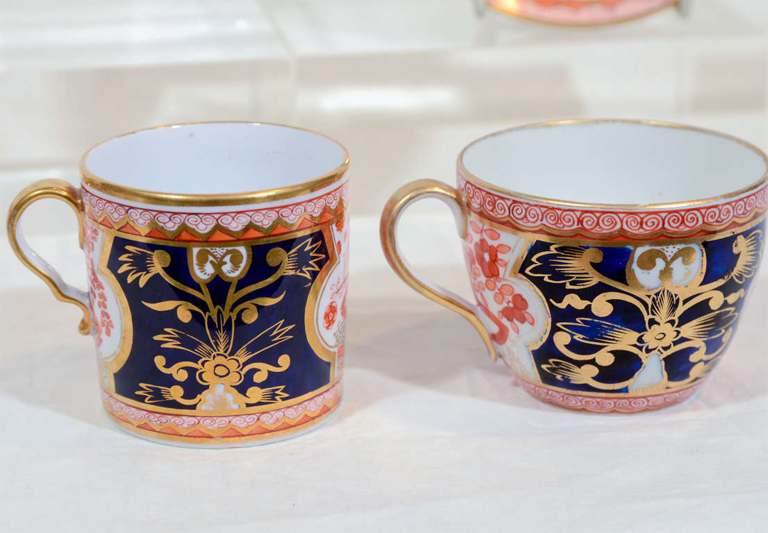 English  Imari Tea Cups and Coffee Cans : Spode Porcelain Dollar Pattern