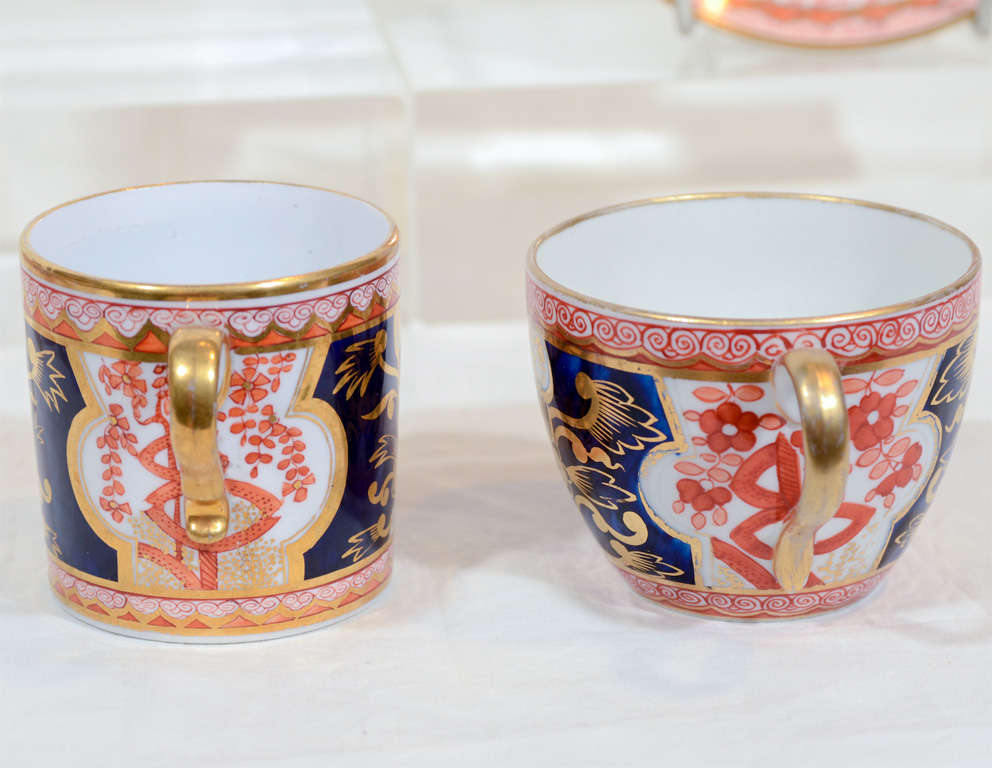  Imari Tea Cups and Coffee Cans : Spode Porcelain Dollar Pattern In Excellent Condition In Katonah, NY