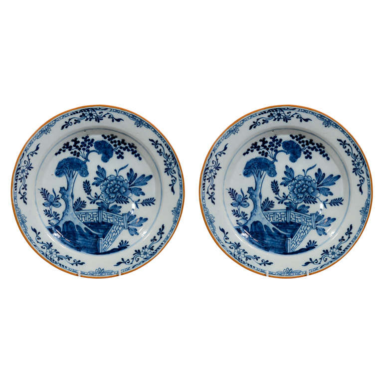 A Pair of Dutch Delft Blue and White Chargers