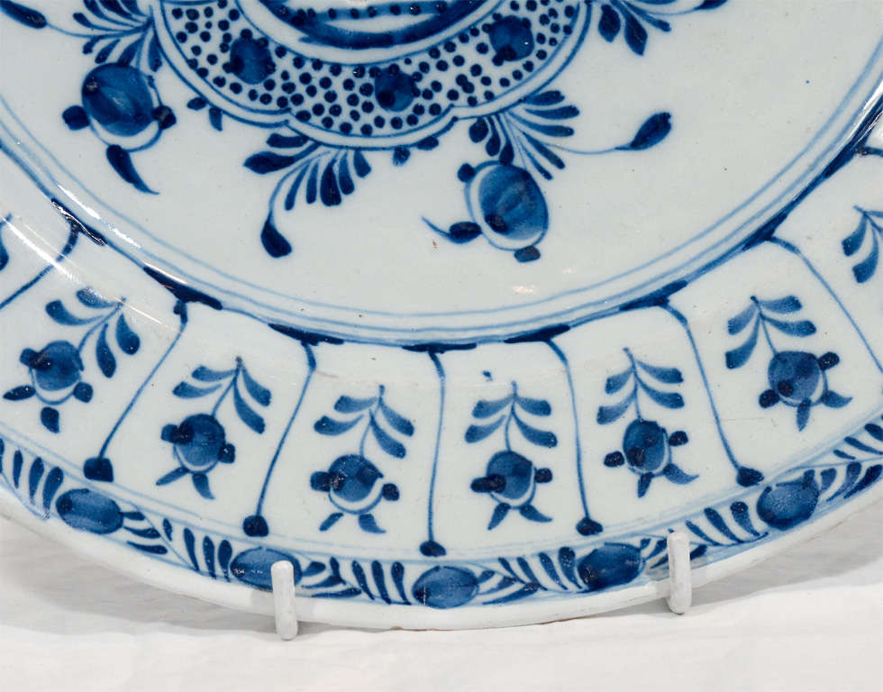 A Pair of 18th Century Dutch Delft Blue and White Chargers In Excellent Condition In Katonah, NY