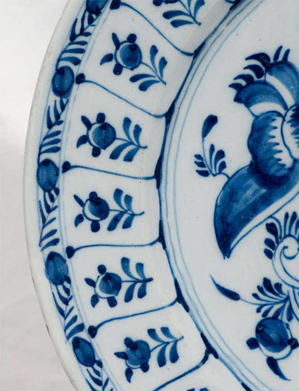 18th Century and Earlier A Pair of 18th Century Dutch Delft Blue and White Chargers