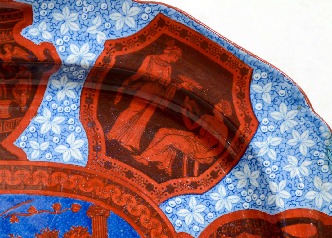 A Large Spode Neoclassical Platter with Red White and Blue 1