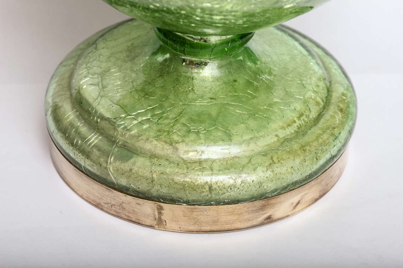 Mid-20th Century Green Crackle Glass Mirror Ball Cordial Set