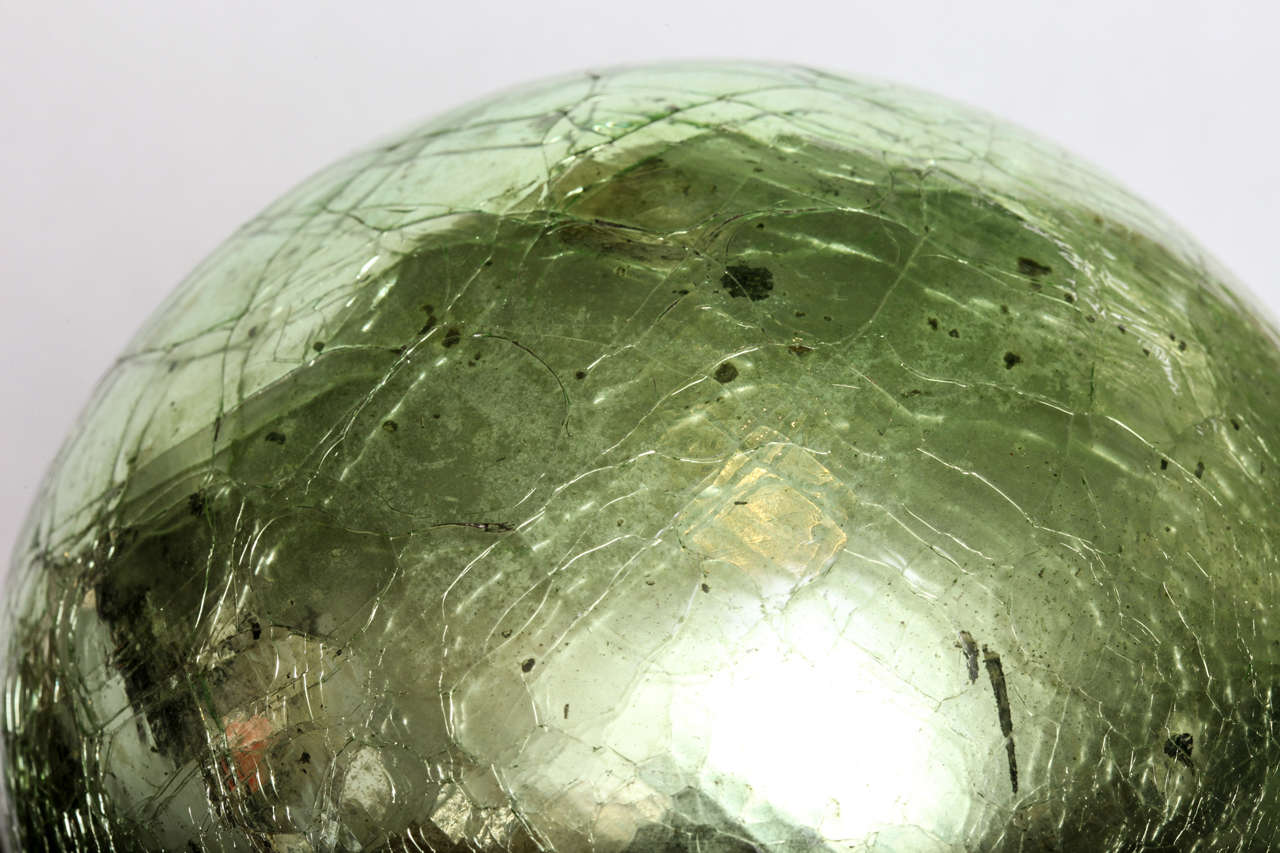 Green Crackle Glass Mirror Ball Cordial Set 1