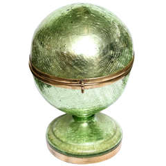 Vintage Green Crackle Glass Mirror Ball Cordial Set