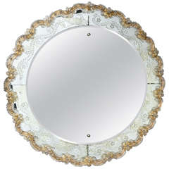 Etched Bevelled Circular Mirror with Filigree Applied Border 2