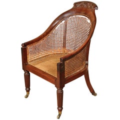 Regency Carved Mahogany Library Bergere