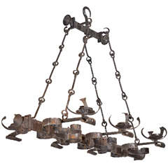 Antique French, Hand Forged, Six Light Iron Chandelier 6