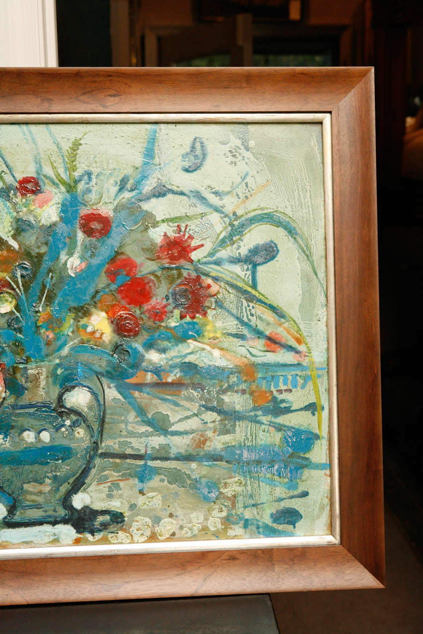 Mid-20th Century Modern Floral Still Life Painting from Belgium Circa 1960s