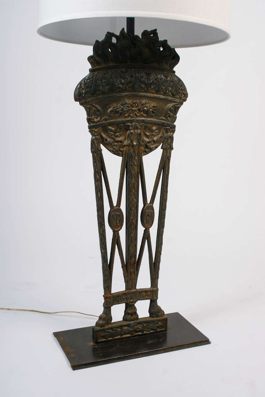 20th Century Antique French Iron Fragment Lamp