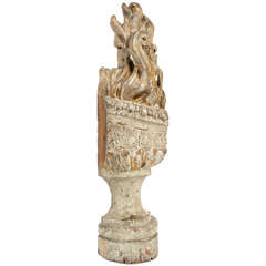 Continental Carved Wood Torch Architectural Fragment Continental Carved Wood Torch Architectural Fragment