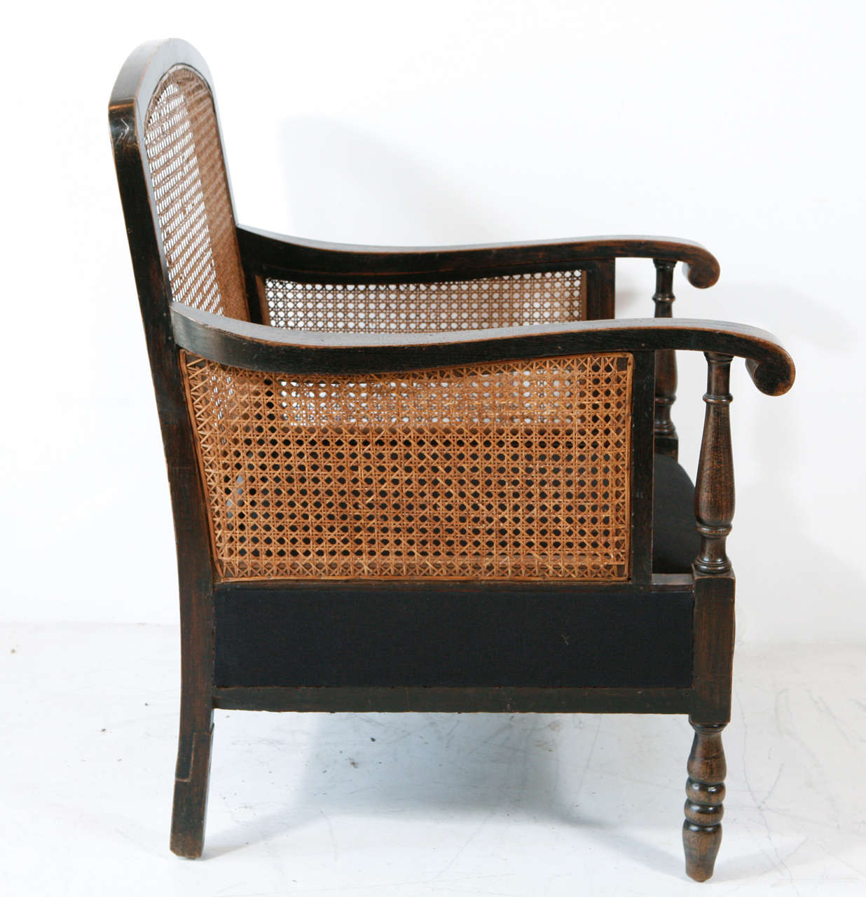 Italian Cane and Hemp Linen Armchairs 1