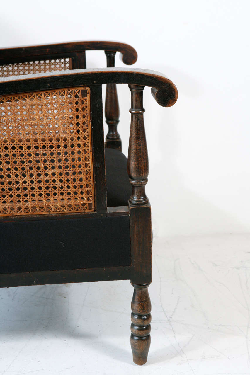 Italian Cane and Hemp Linen Armchairs 2