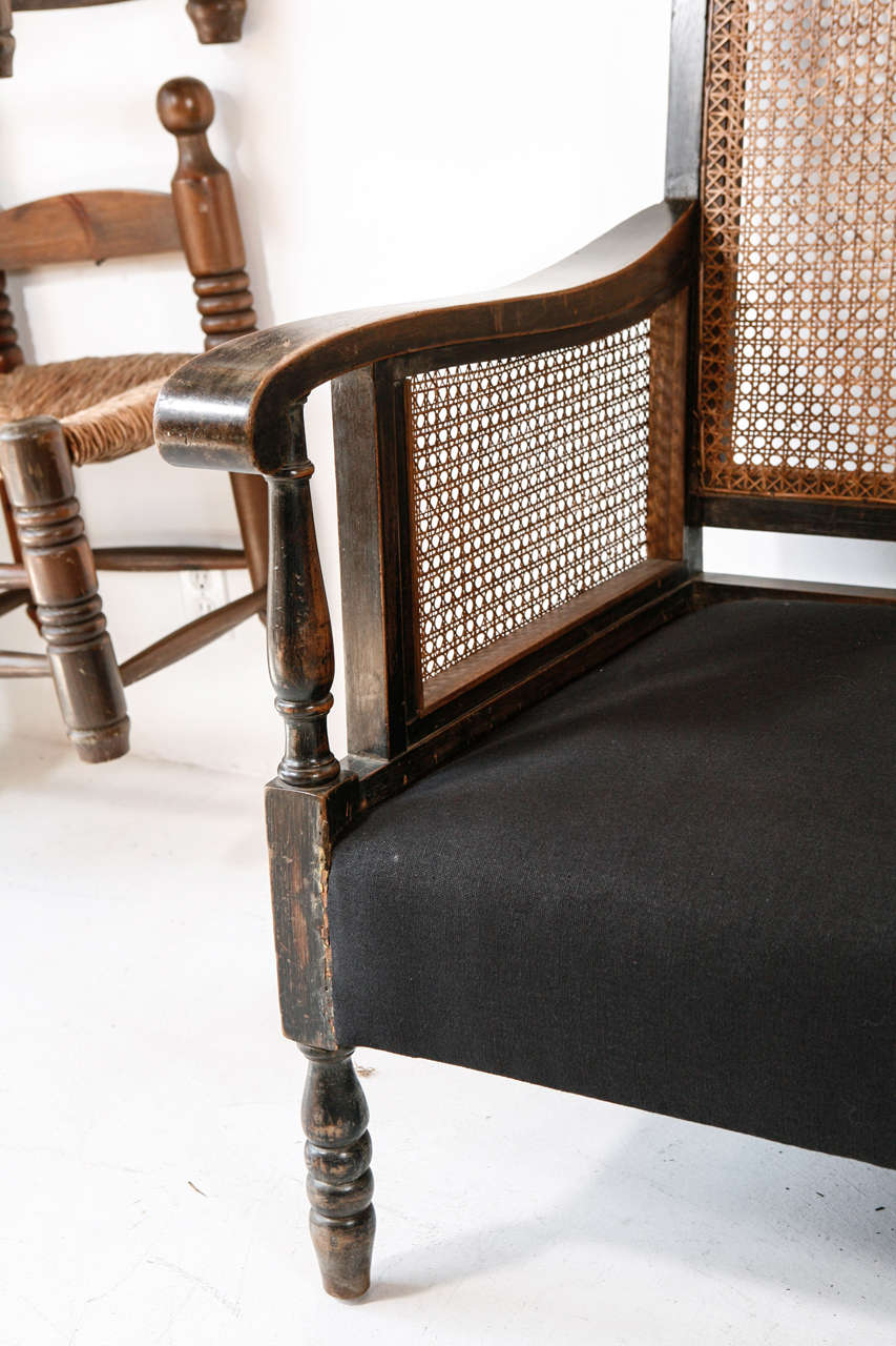 Gustavian Italian Cane and Hemp Linen Sofa