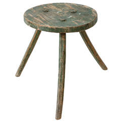 Vintage Round Milking Stool with Curved Legs