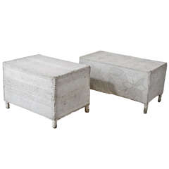 Vintage African White Beaded Benches/Tables