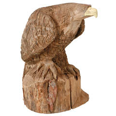 Vintage Large Carved Primitive Bald Eagle Sculpture