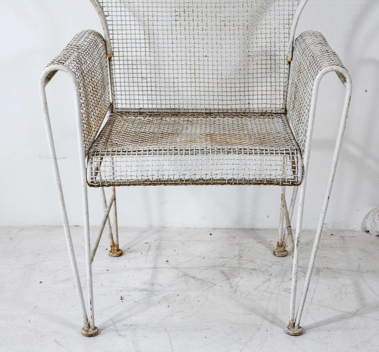 Mid-Century Modern Pair of Large Hooded Wire Outdoor Chairs