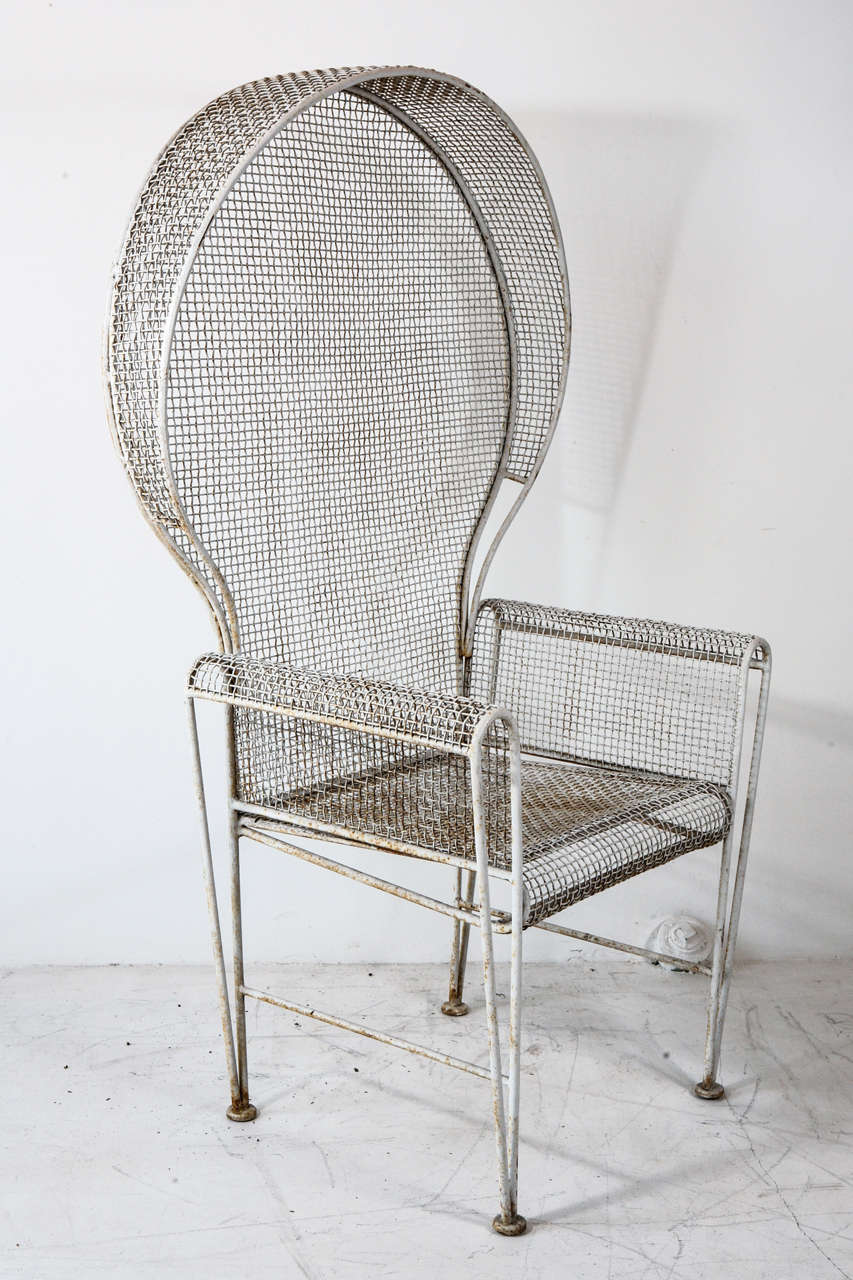 Pair of Large Hooded Wire Outdoor Chairs In Good Condition In Los Angeles, CA