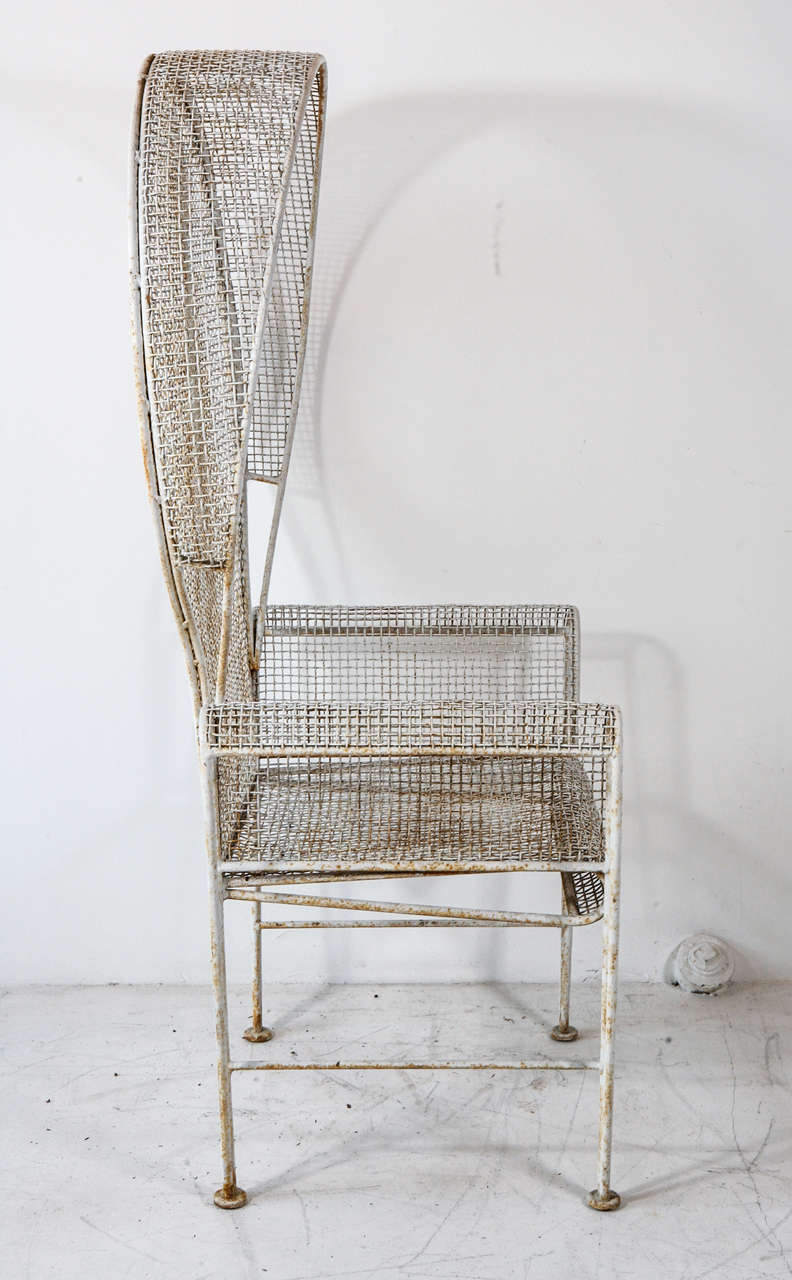 Mid-20th Century Pair of Large Hooded Wire Outdoor Chairs