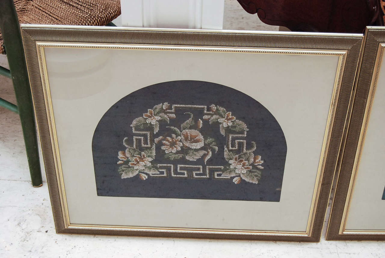 Two Framed Victorian Beadwork Pieces In Good Condition For Sale In Hudson, NY