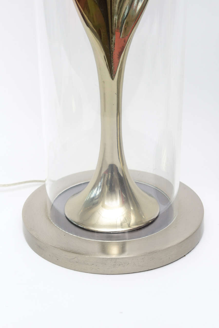 Pair of Laurel Sculptural Silver, Brass and Lucite Lamps Mid-Century Modern For Sale 2