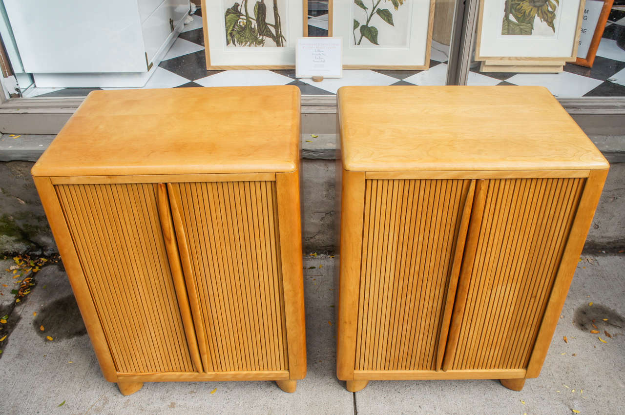 American Pair of Rare Heywood-Wakefield Tambour Door Cabinets
