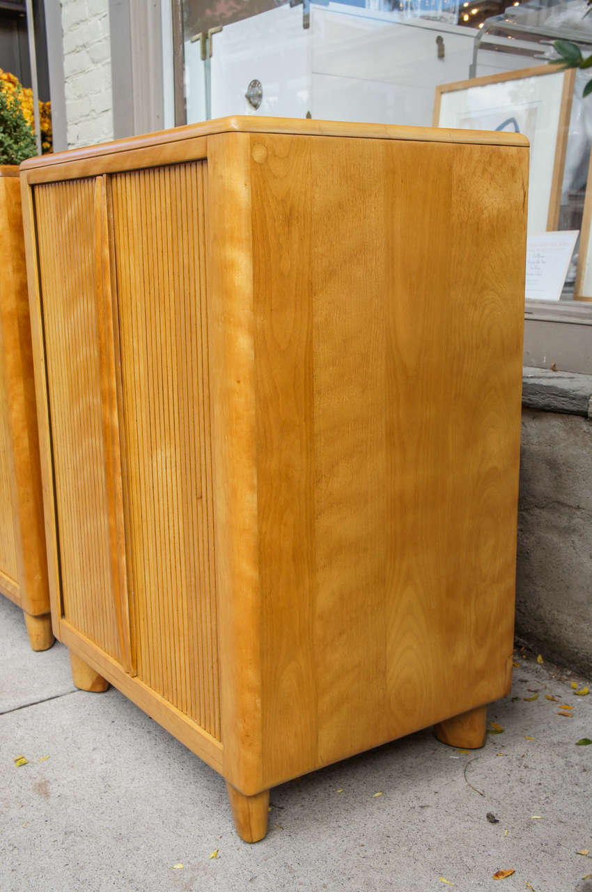 Pair of Rare Heywood-Wakefield Tambour Door Cabinets 1