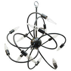 Custom Designed "Helix Aspersa" Chandelier in Black by Lou Blass, made in USA