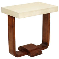 Art Deco Parchment and Walnut Table