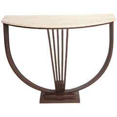 Iron Console with Travertine Top