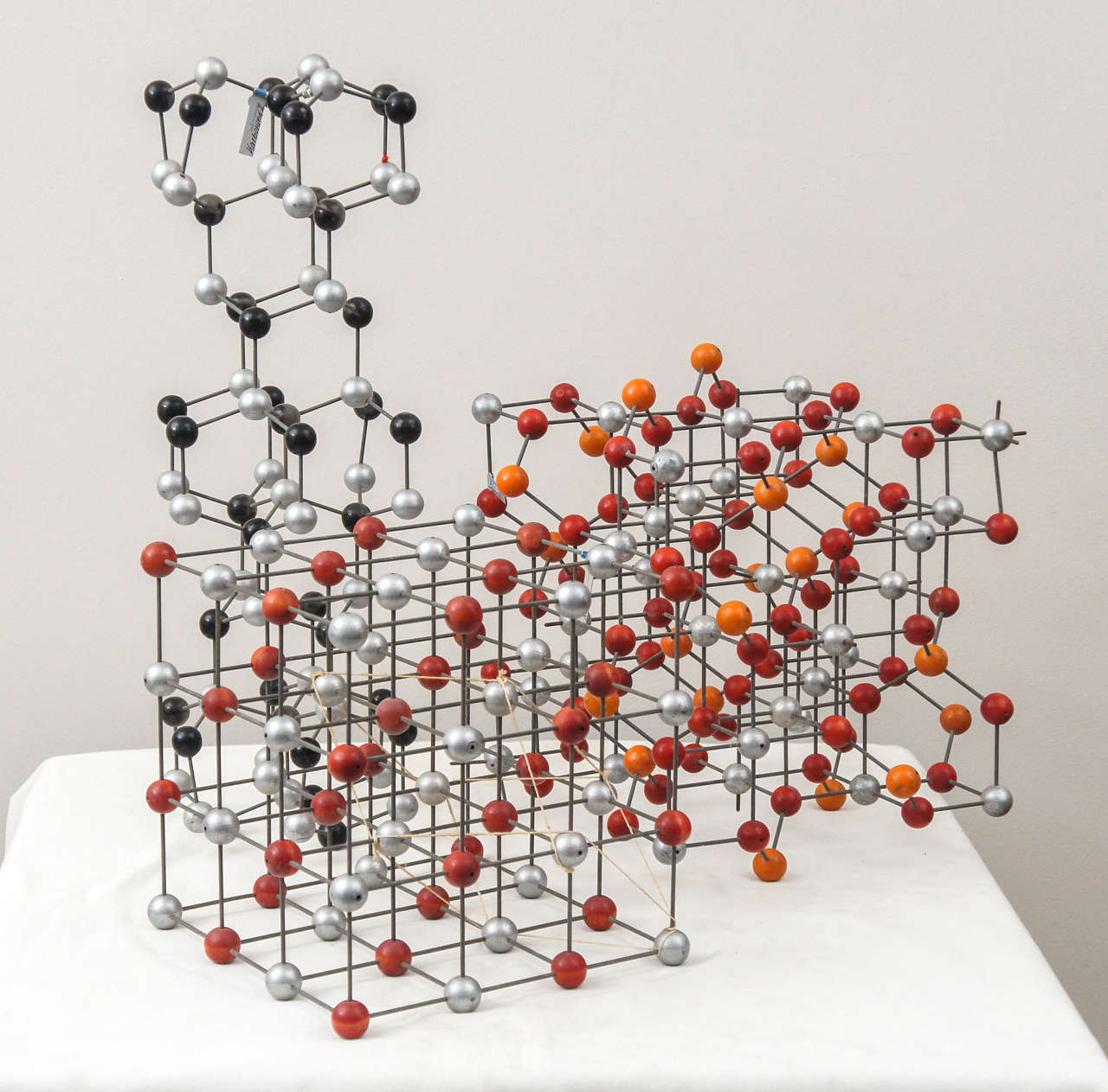 very sculptural molecular models from the mid-century. the models are German by Leybold. The molecules are Kaborund II, Spinel, and Sodium Chloride. Great as sculpture.