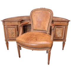 Exceptional Period Louis XVI Desk and Armchair