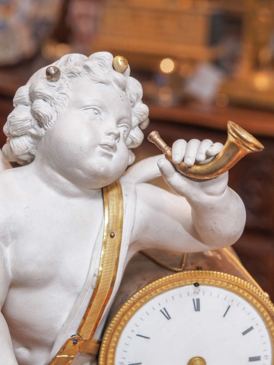 French Napoleon III Bisque Clock For Sale